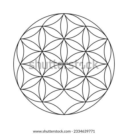 Flower of life. Scared Geometry Vector Design Elements. This is religion, philosophy, and spirituality symbols. the world of geometry with our intricate illustrations. Royalty-Free Stock Photo #2334639771