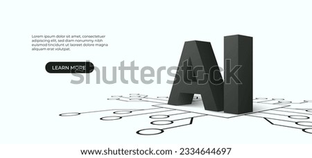 3D artificial intelligence with circuit electric background. Digital futuristic big data visualization and machine learning. vector banner art illustration. Royalty-Free Stock Photo #2334644697