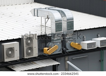 Motorized Exhaust Ducts over the roof the Restaurant Kitchen