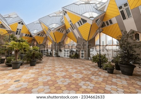 Innovative cube houses in the Dutch port city of Rotterdam. Royalty-Free Stock Photo #2334662633