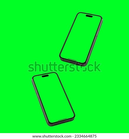 Mockup smartphone Template on Transparent Background , Mock up isolate Green screen  phone for Infographic web site design app advertise