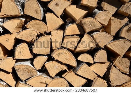 firewood isolated in sunny day heap of firewood close up  
