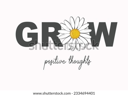 grow with daisy flowervector hand drawn design