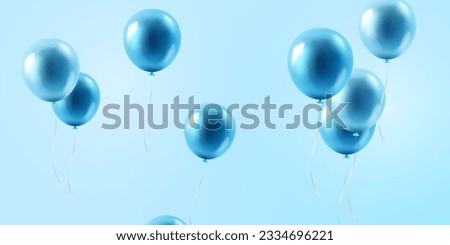 Celebration background with beautifully arranged blue balloons. 3DVector illustration design
