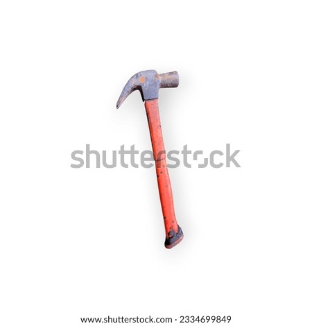 photo of building tools hammer with white background