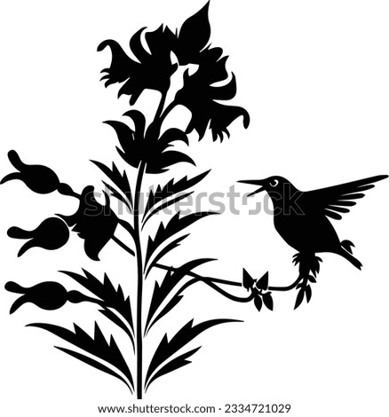 Silhouette flower plant vector image and white background
