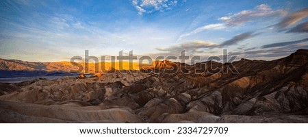 colorful sunrise in zabriskie point, death valley national park, california, usa; colorful mountains on the desert	 Royalty-Free Stock Photo #2334729709