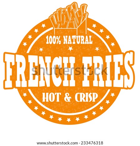 French fries grunge rubber stamp on white background, vector illustration