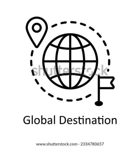Global Destination Outline Icon Design illustration. Map and Navigation Symbol on White background EPS 10 File