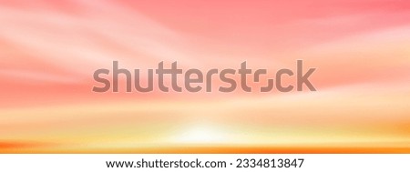 Sunset sky in Autumn,Sunrise in Morning with Orange,Yellow and Pink sky,Winter sky Dramatic twilight landscape,Vector Horizon Beautiful Sky banner Sunlight for four seasons background Royalty-Free Stock Photo #2334813847