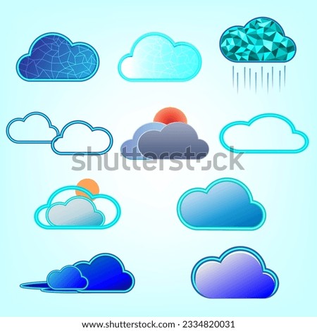 Collection of icon cloudscape connection download network wireless technology abstract background vector illustration