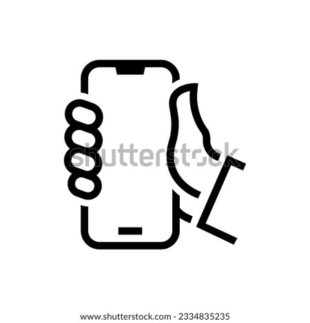 Mobile Phone Hold In Hand Flat Icon Vector Illustration