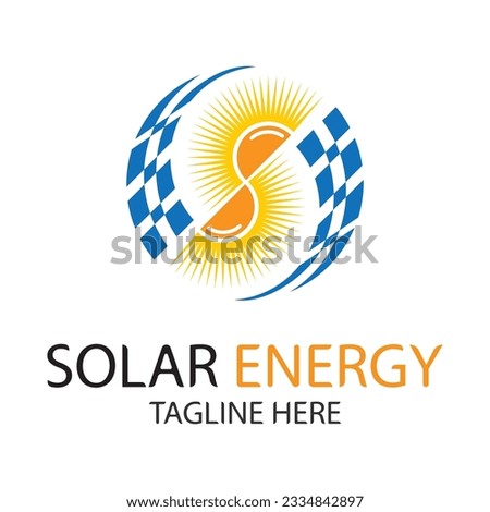 sun solar energy logo design template illustration