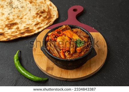 okra menu cooked with chicken or meat surf with bread called Bamya 