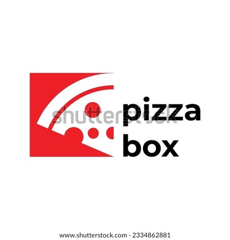 pizza slices hidden in red rectangles logo vector