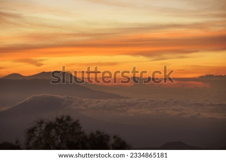 An early morning view with sunrise at a mountain