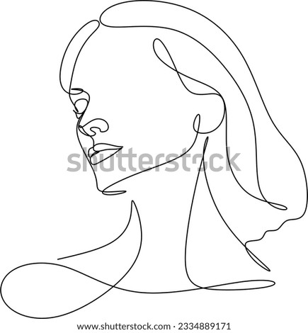 Continuous line drawing of faces and hairstyles , fashion concept, woman beauty minimalist, vector
