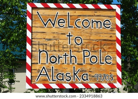 Welcome sign in North Pole, Alaska