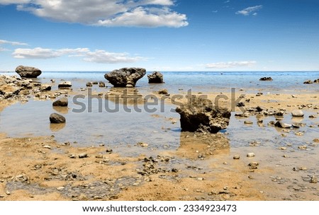 Low water on beach of the Red sea