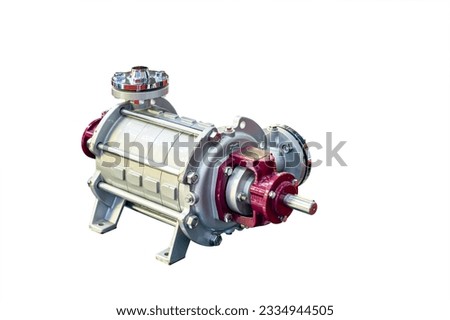 centrifugal multistage boiler feed pump for feeding or supply water to boiler or steam generator in industrial isolated on white background with clipping path Royalty-Free Stock Photo #2334944505