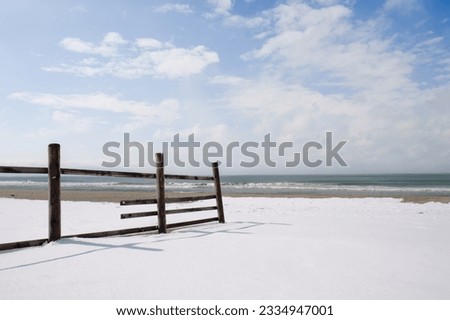 beach sea winter snow wood