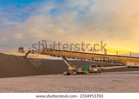 Portable conveyor belt machinery at a copper mine in Chile