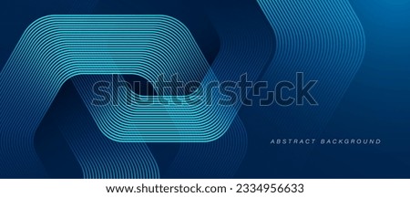 Abstract dark blue background with glowing geometric lines. Modern shiny blue hexagon lines pattern. Technology futuristic concept. Suit for poster, banner, brochure, cover, flyer. Vector illustration Royalty-Free Stock Photo #2334956633