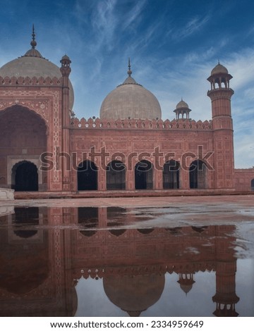 One of the marvel of mughal architecture, Badshahi Royal Mosque of Lahore Pakistan, South Asia Royalty-Free Stock Photo #2334959649