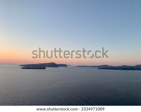 Greek island sunset view of the Santorini caldera
