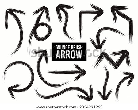 Collection of hand drawn grunge brush arrow in various directions and styles.