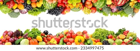 Fruits and vegetables frame isolated on white background Royalty-Free Stock Photo #2334997475