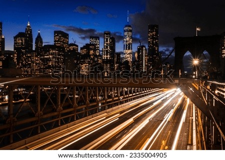 Brooklyn Bridge Evening Light Trail