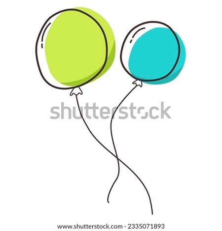 Hand painted green and blue cartoon balloon illustration clipart