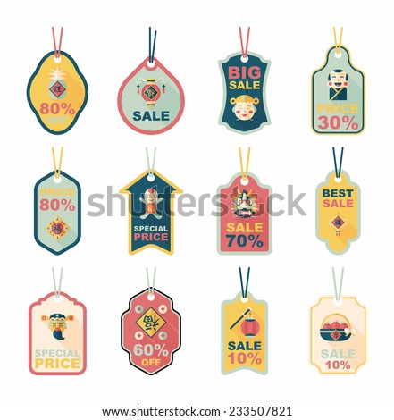 Chinese New Year tag flat banner background set, eps10