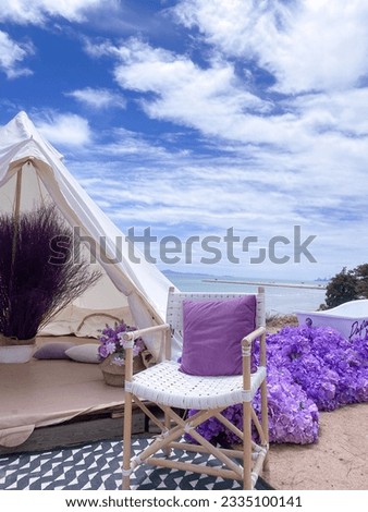 Colorful prop in the picture and sea view in behind