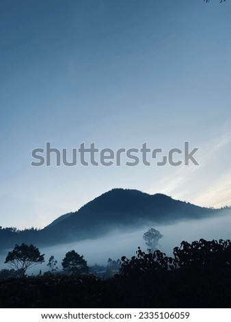 The atmosphere of the mountains in the morning in the area of the city of Bandung,Indonesia