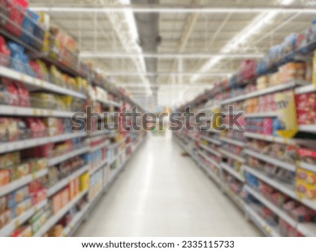 blur of supermarket Atmosphere in the supermarket, candy stall zone.