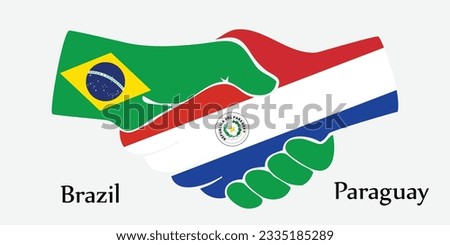 Concept Brazil and Paraguay the borth country a good contact, business, travel, transport and technology. Design shake hands.  Royalty-Free Stock Photo #2335185289