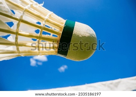 Shuttlecock for badminton close-up. Detailed texture and expressive structure. Leisure games and sport equipment concept.