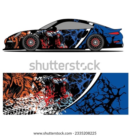 

Abstract graphic design of racing vinyl sticker for racing car advertising