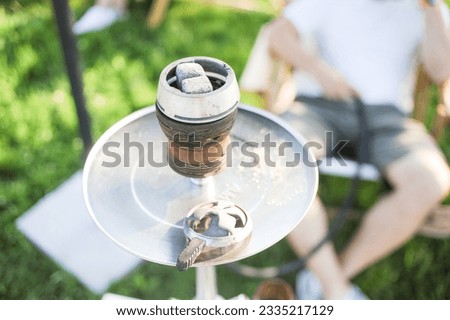 Close up hookah on summer day