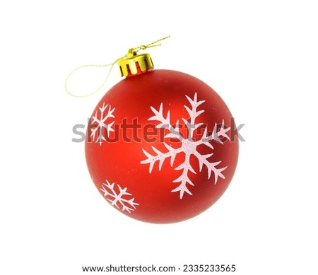 Red Christmas ball isolated on white background, 