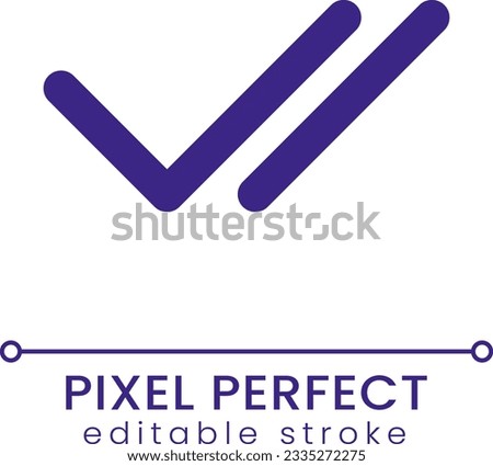 Double checkmark pixel perfect RGB color ui icon. Message is delivered, read. Simple filled line element. GUI, UX design for mobile app. Vector isolated pictogram. Editable stroke. Poppins font used