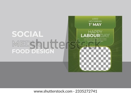 Unique and simple green gradient color design promo template for labor day Social media celebration.