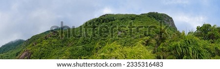 Large Panoramic view of troise frere mountain, Mahe Seychelles                    