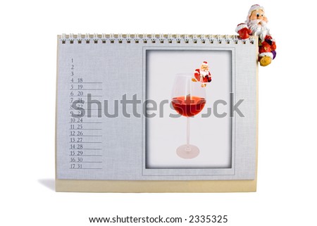 Throw-over calendar with picture and Father frost isolated over white background.