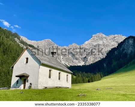 Chapel Sankt Rochus in Nenzinger Himmel, Vorarlberg, Austria. . High quality photo
