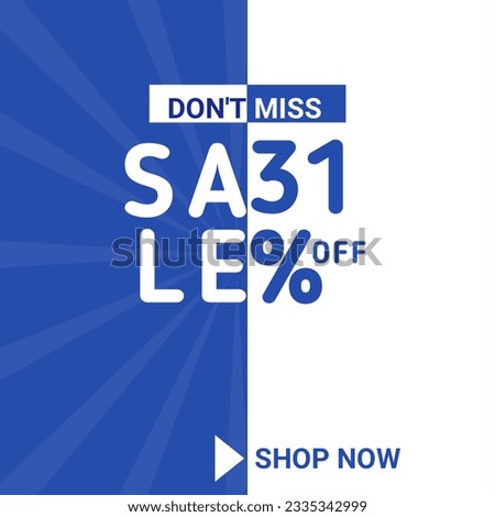 sale banner tamplate design for shop now tag on shopping coupon advertising promo card with discount sticker, blue comic abstract background, white 