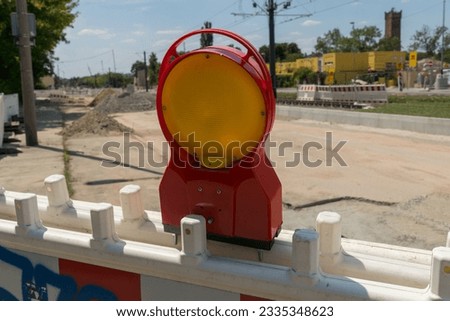 Red yellow warning light, road warning light, road demarcation, road construction signal light
