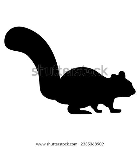 vector hand drawn squirrel silhouette on white background 